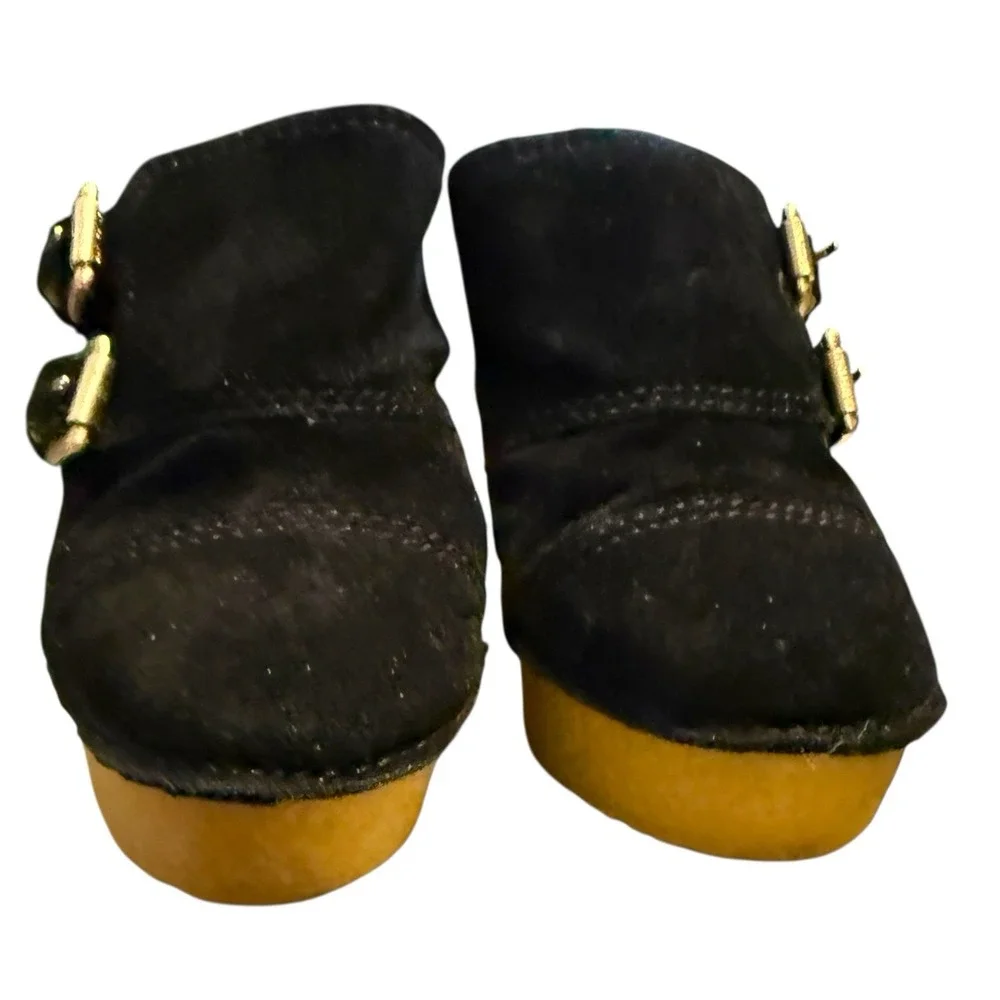 Michael Michael Kors‎ McGraw Double Black Suede Mules Heeled Size 7 Slip On
